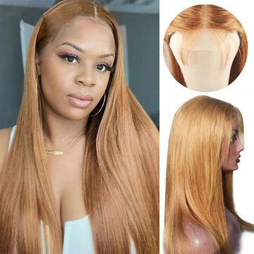 Ali Annabelle 27 Color Caramel Blonde Straight Human Hair Wigs Premade 4x4 Lace Closure Wig For Women